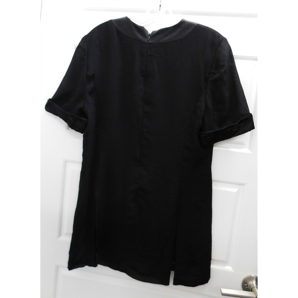 Givenchy Vintage Hi Formal Black Knit with Satin Bow Blouse sz 12 - Picture 3 of 4